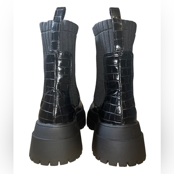 London Rebel Platform Croc chelsea calf sock boots - Picture 2 of 6